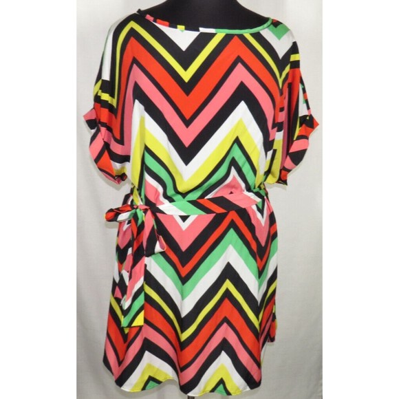 FTF Women's Multicolor Chevron Striped Dolman Sleeve Dress Plus Size 3X - Picture 9 of 14